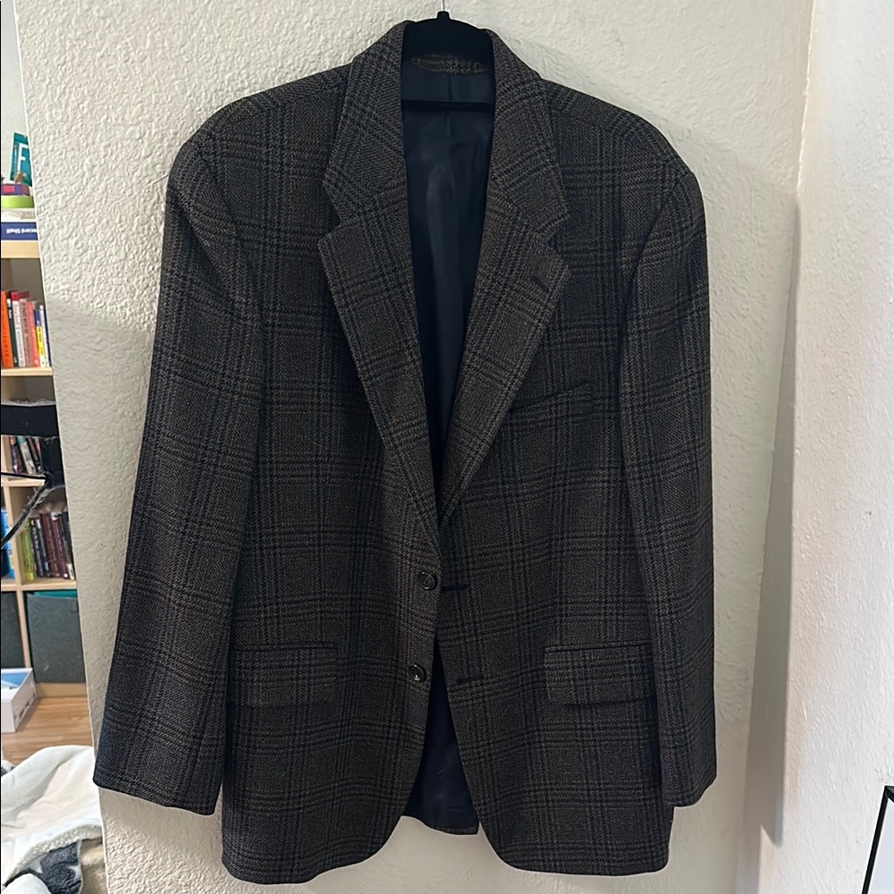 Vintage Ralph Lauren Men's grey Plaid Blazer